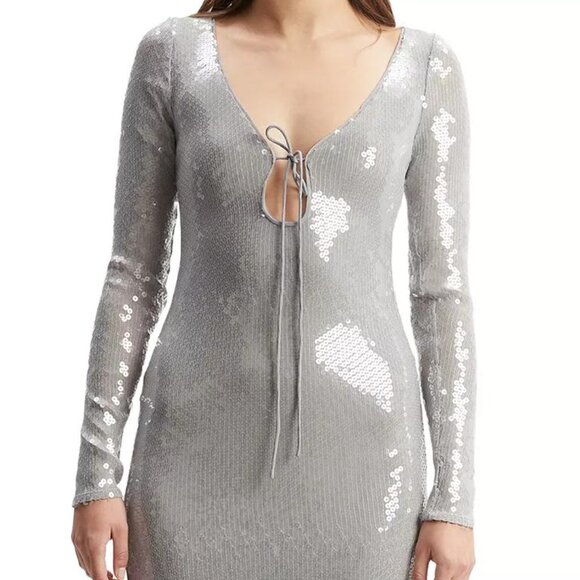 Bardot Women’s Verona Low-Back Sequin Maxi Dress – Silver – Size 4 – NWT - Picture 5 of 6